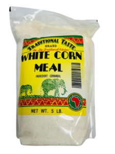 Fine white corn meal with a smooth texture