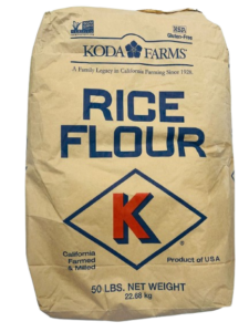Pure natural rice flour in a fine, smooth texture